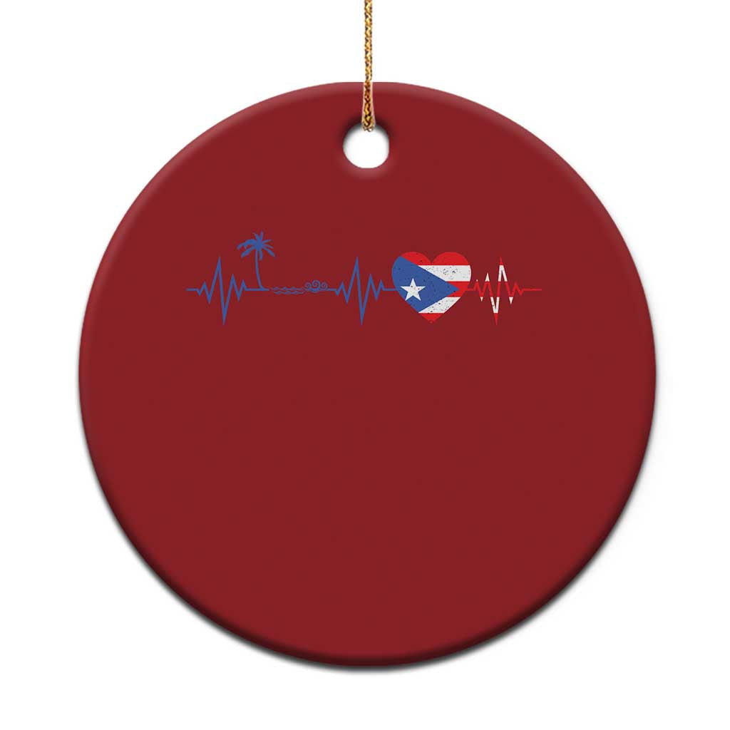 Puerto Rico Flag Christmas Ornament Heartbeat EKG Pulse Boricua Pride Summer Beach TS10