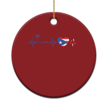 Puerto Rico Flag Christmas Ornament Heartbeat EKG Pulse Boricua Pride Summer Beach TS10