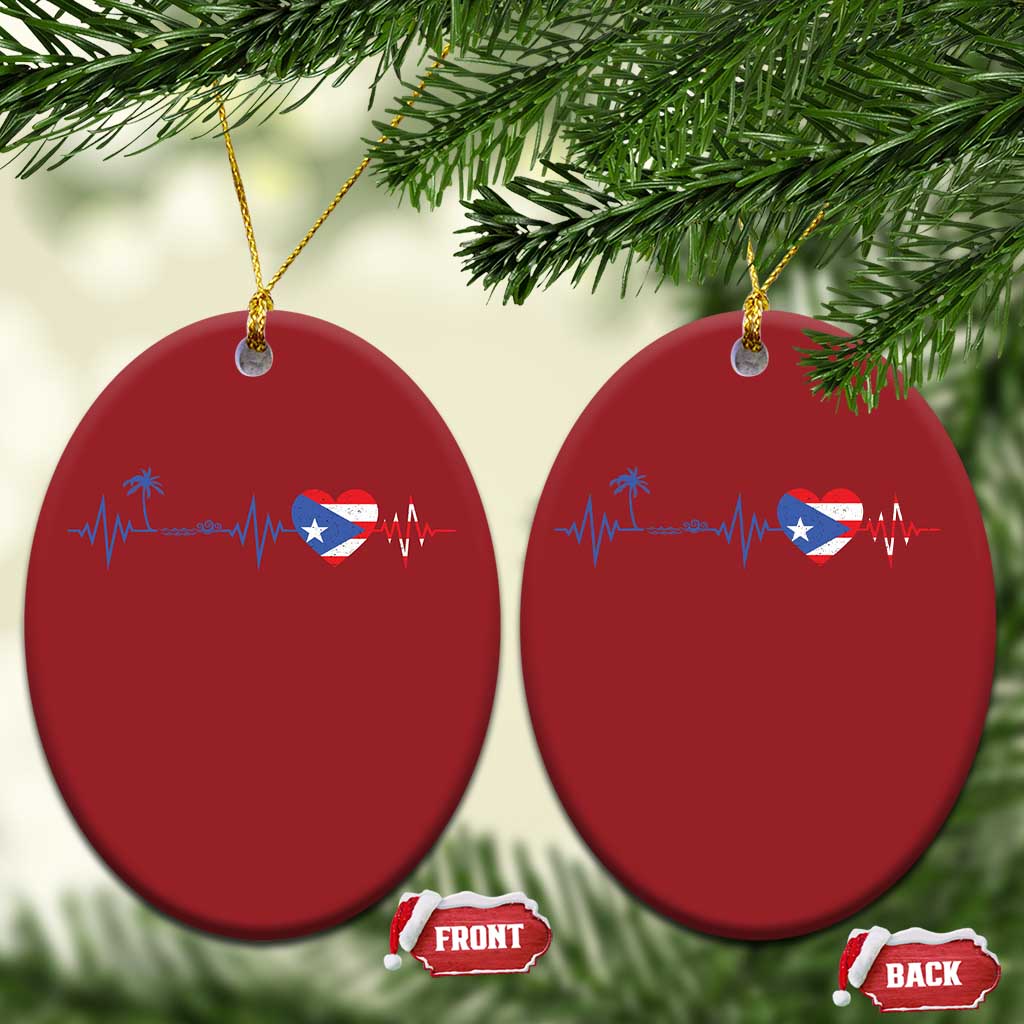 Puerto Rico Flag Christmas Ornament Heartbeat EKG Pulse Boricua Pride Summer Beach TS10