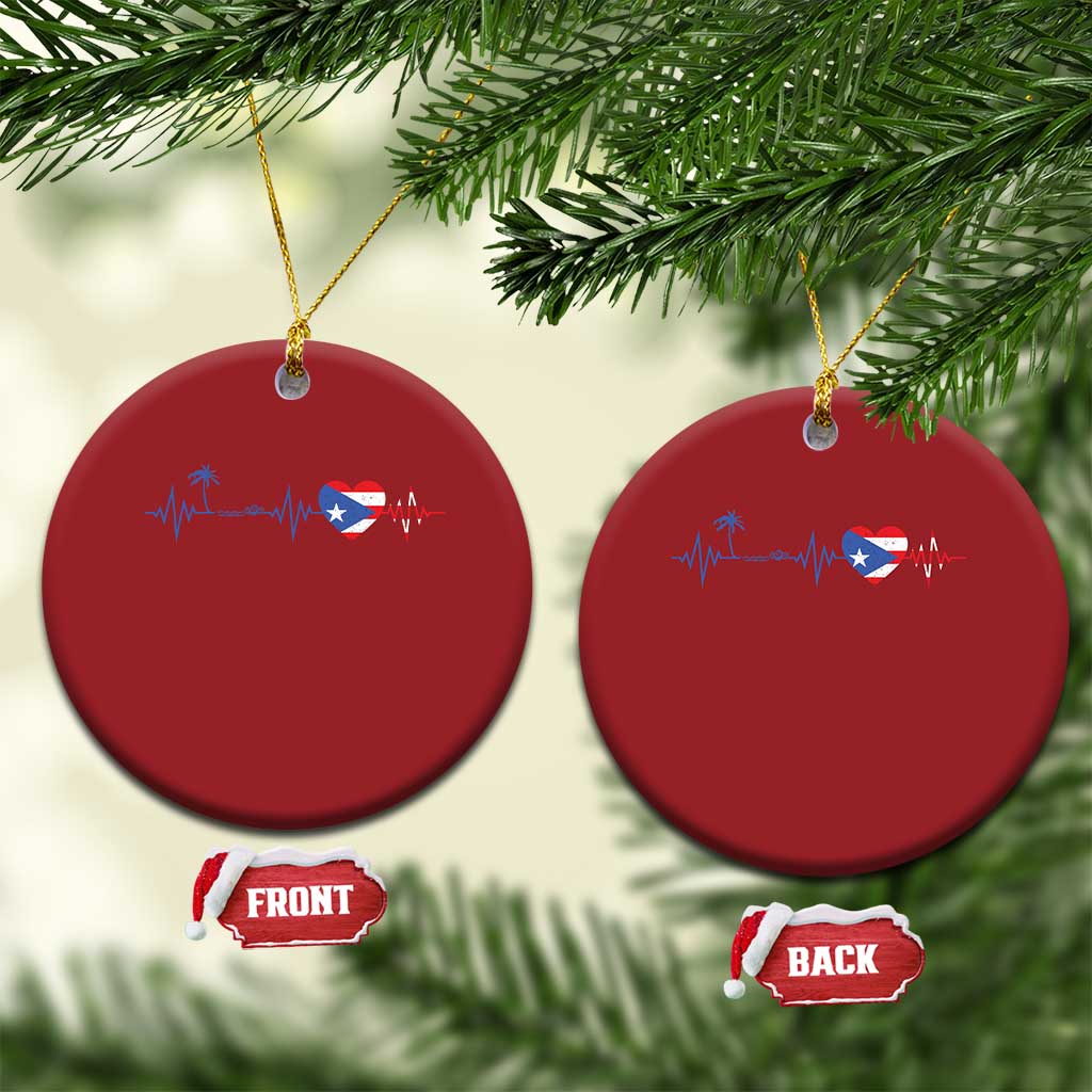 Puerto Rico Flag Christmas Ornament Heartbeat EKG Pulse Boricua Pride Summer Beach TS10