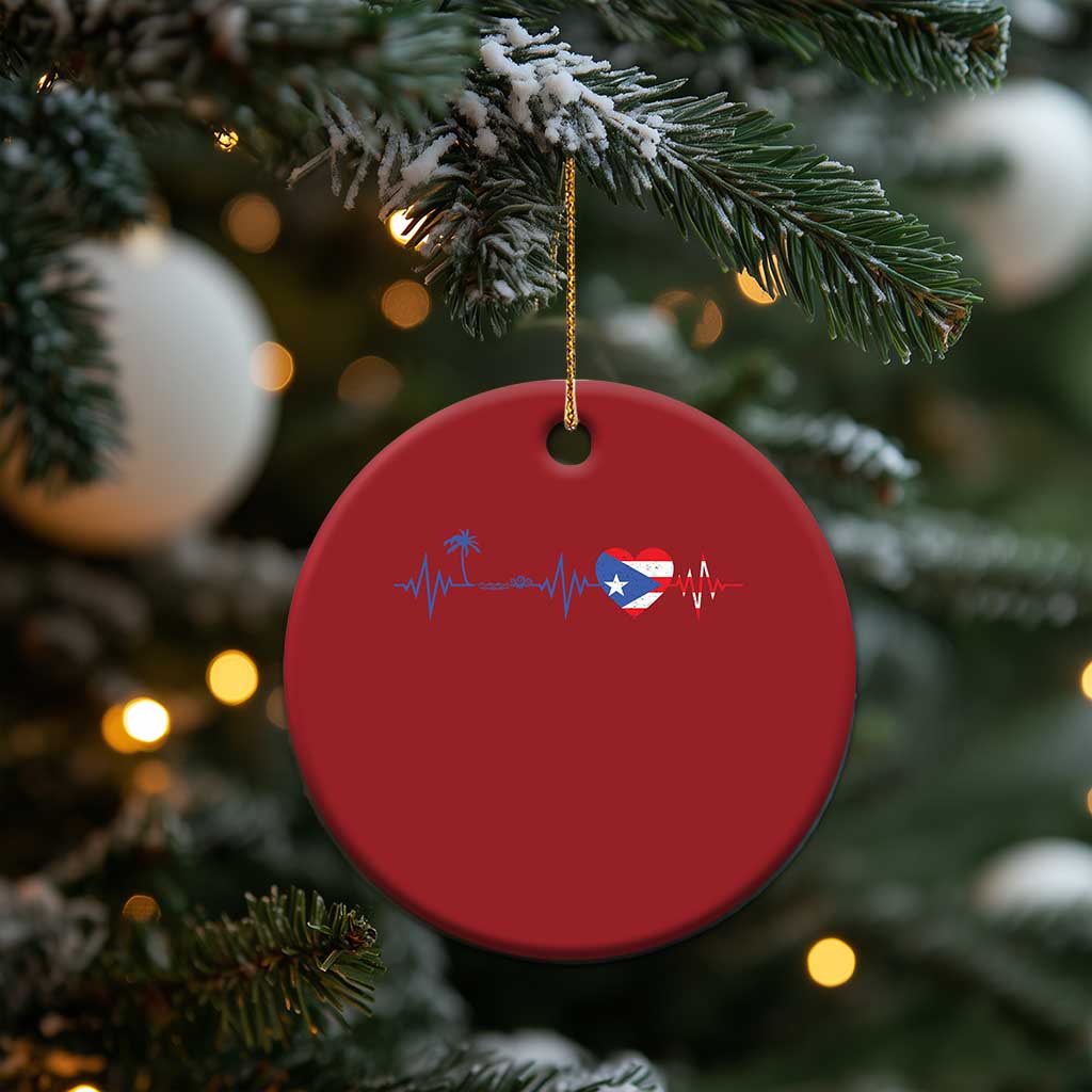 Puerto Rico Flag Christmas Ornament Heartbeat EKG Pulse Boricua Pride Summer Beach TS10