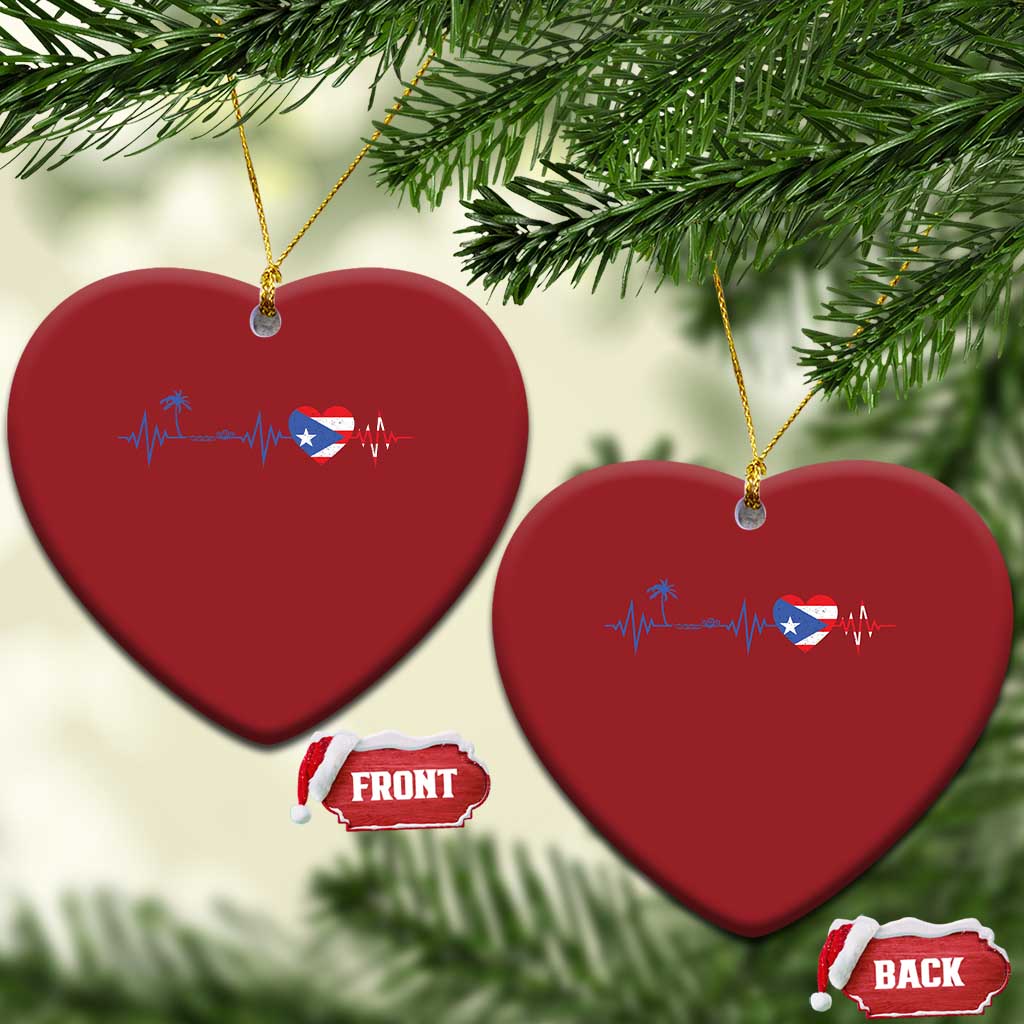 Puerto Rico Flag Christmas Ornament Heartbeat EKG Pulse Boricua Pride Summer Beach TS10