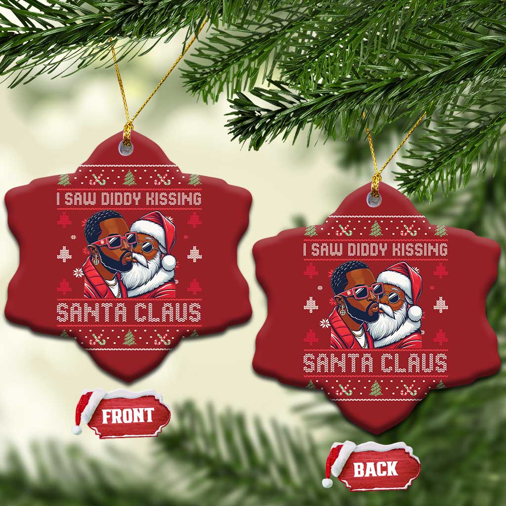 Funny Christmas Ornament Funy Dirty I Saw Diddy Kissing Santa Claus Ugly Xmas Sweater TS10