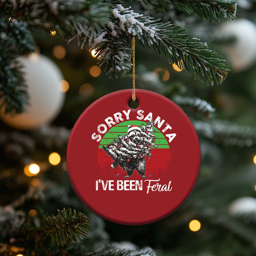 Raccoon Xmas Christmas Ornament Sorry Santa I've Been Feral Retro Xmas Tree TS10