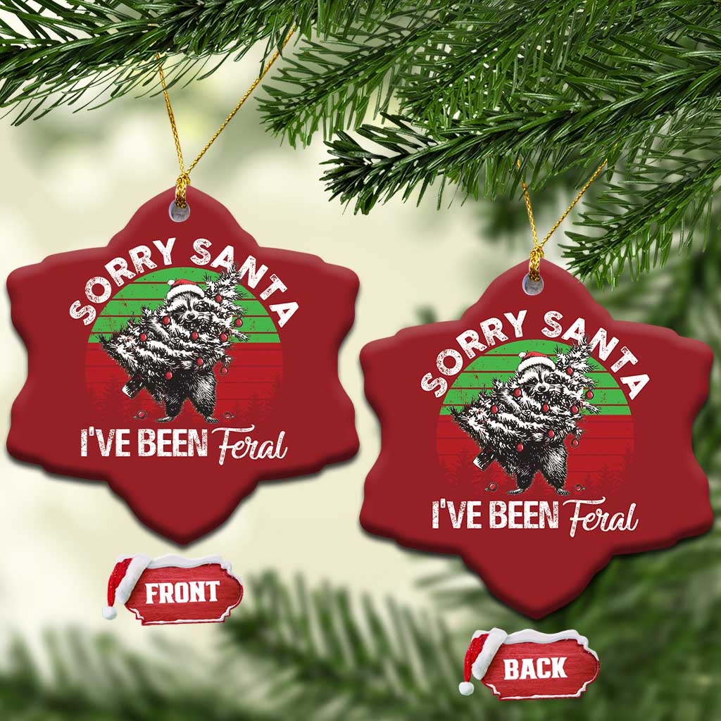 Raccoon Xmas Christmas Ornament Sorry Santa I've Been Feral Retro Xmas Tree TS10