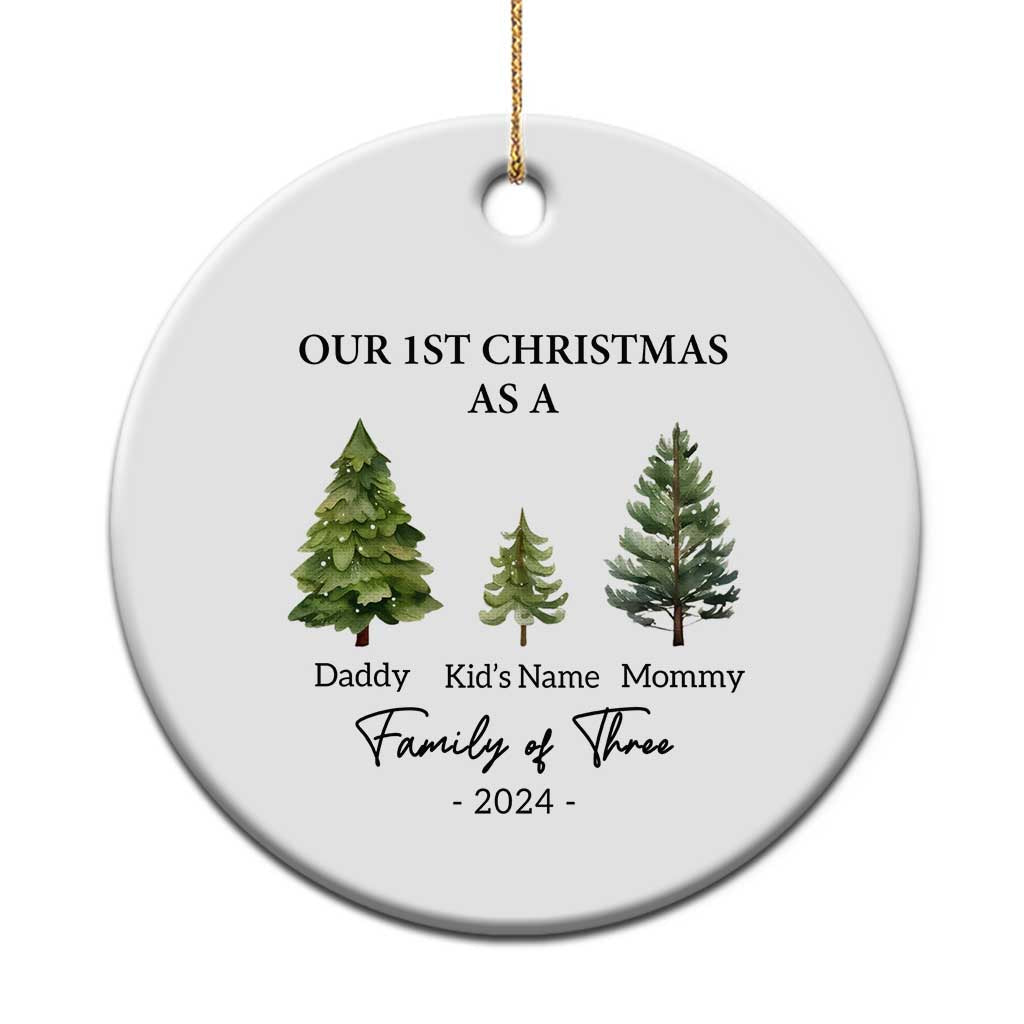 Personalized First Family of Three Christmas Ornament Custom Kid's Name Baby First Christmas TS10
