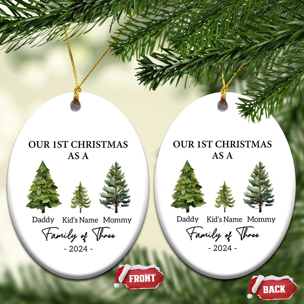 Personalized First Family of Three Christmas Ornament Custom Kid's Name Baby First Christmas TS10