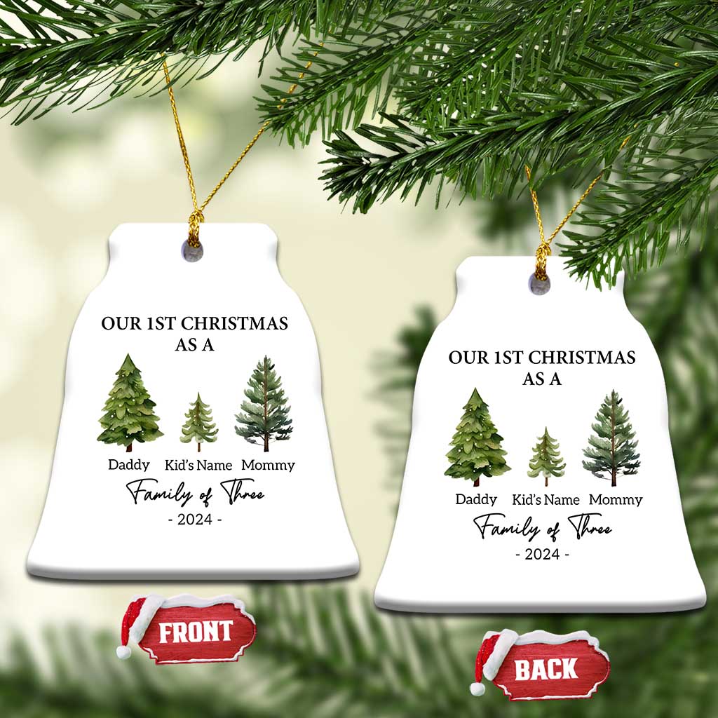 Personalized First Family of Three Christmas Ornament Custom Kid's Name Baby First Christmas TS10