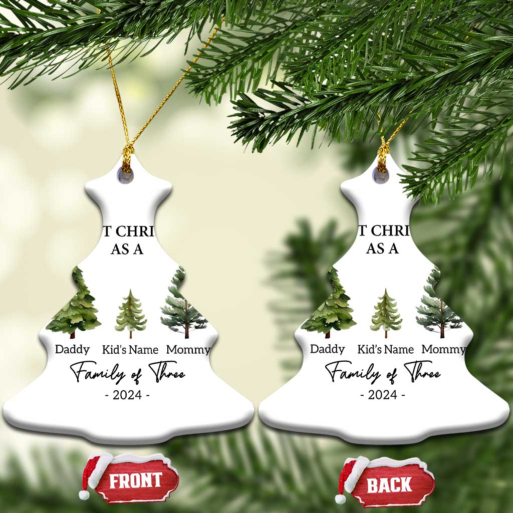 Personalized First Family of Three Christmas Ornament Custom Kid's Name Baby First Christmas TS10