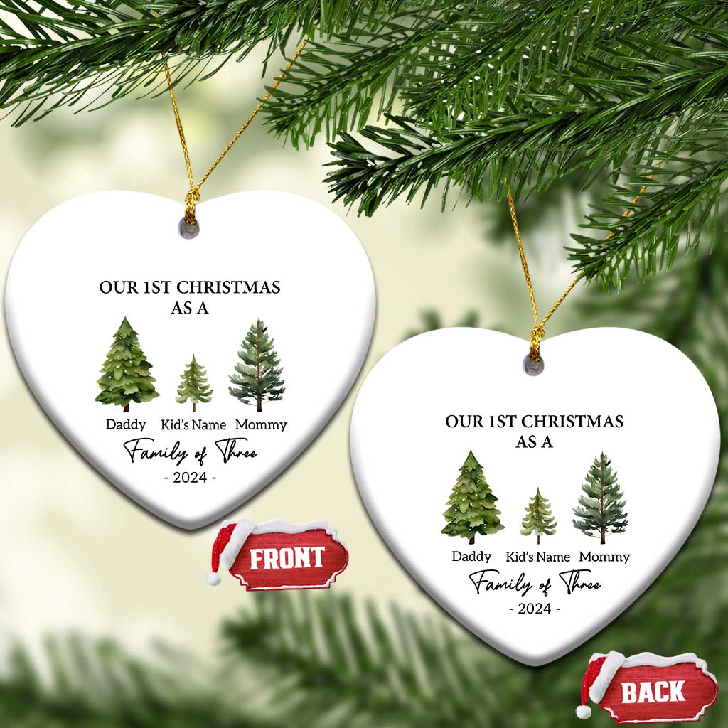 Personalized First Family of Three Christmas Ornament Custom Kid's Name Baby First Christmas TS10