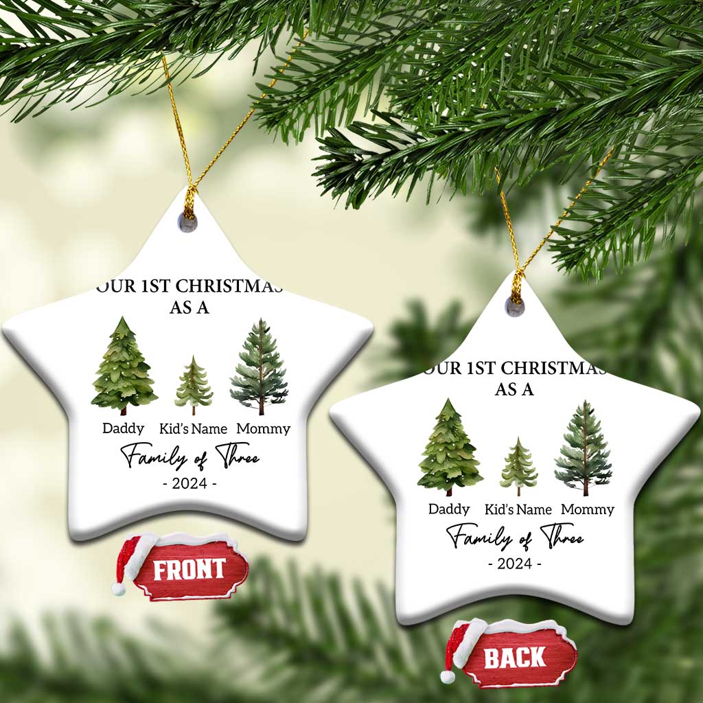 Personalized First Family of Three Christmas Ornament Custom Kid's Name Baby First Christmas TS10