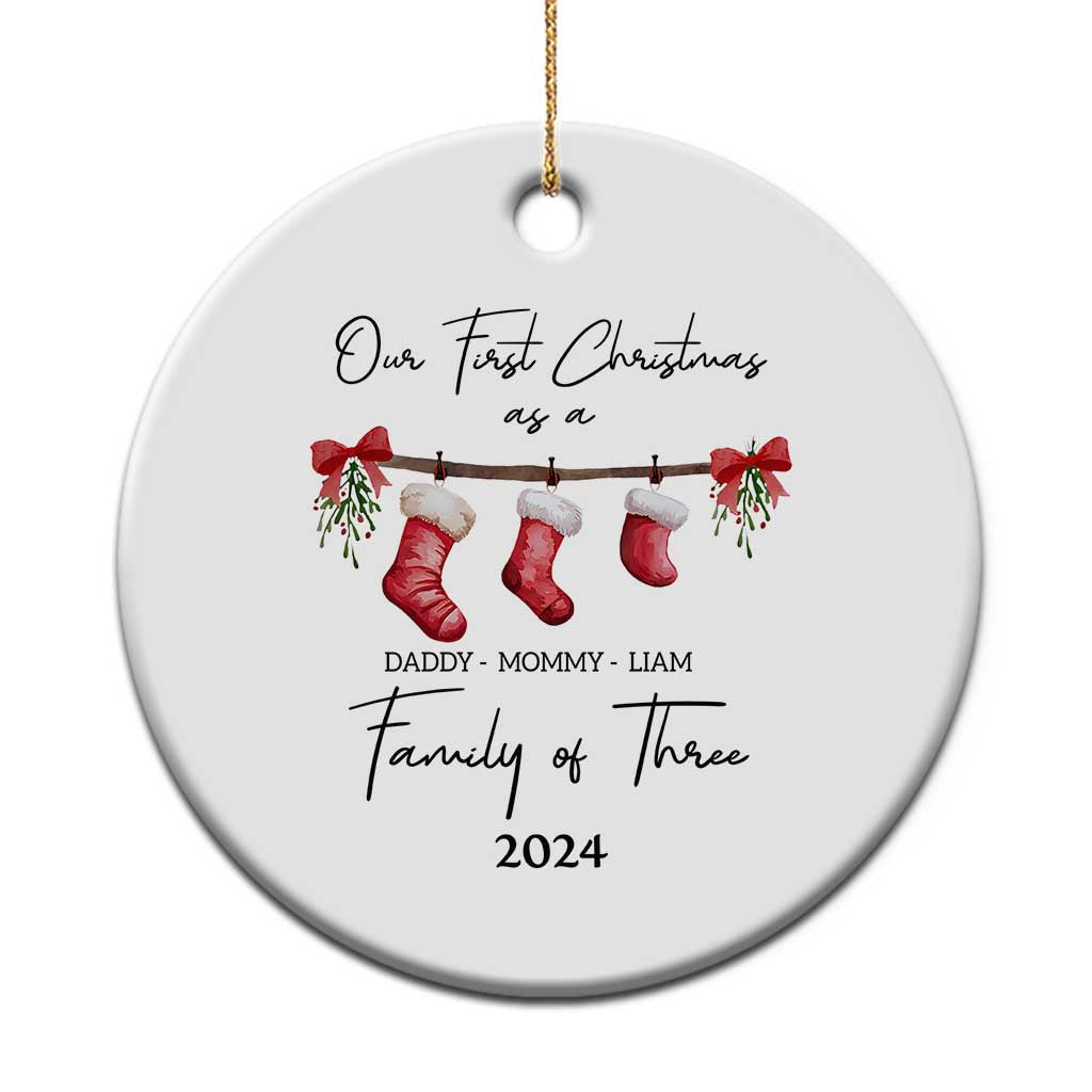 Personalized First Xmas As A Family Of Three Christmas Ornament Custom Name Family With Baby TS10
