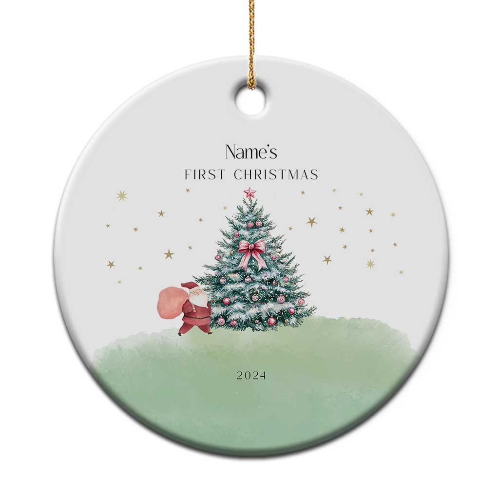 Personalized Baby's First Christmas Ornament 2024 Custom Name Keepsake Xmas Decoration Adorable Santa TS10
