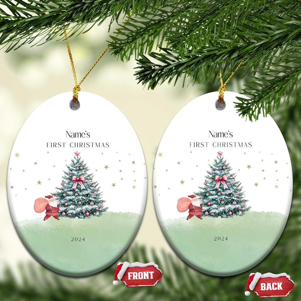 Personalized Baby's First Christmas Ornament 2024 Custom Name Keepsake Xmas Decoration Adorable Santa TS10