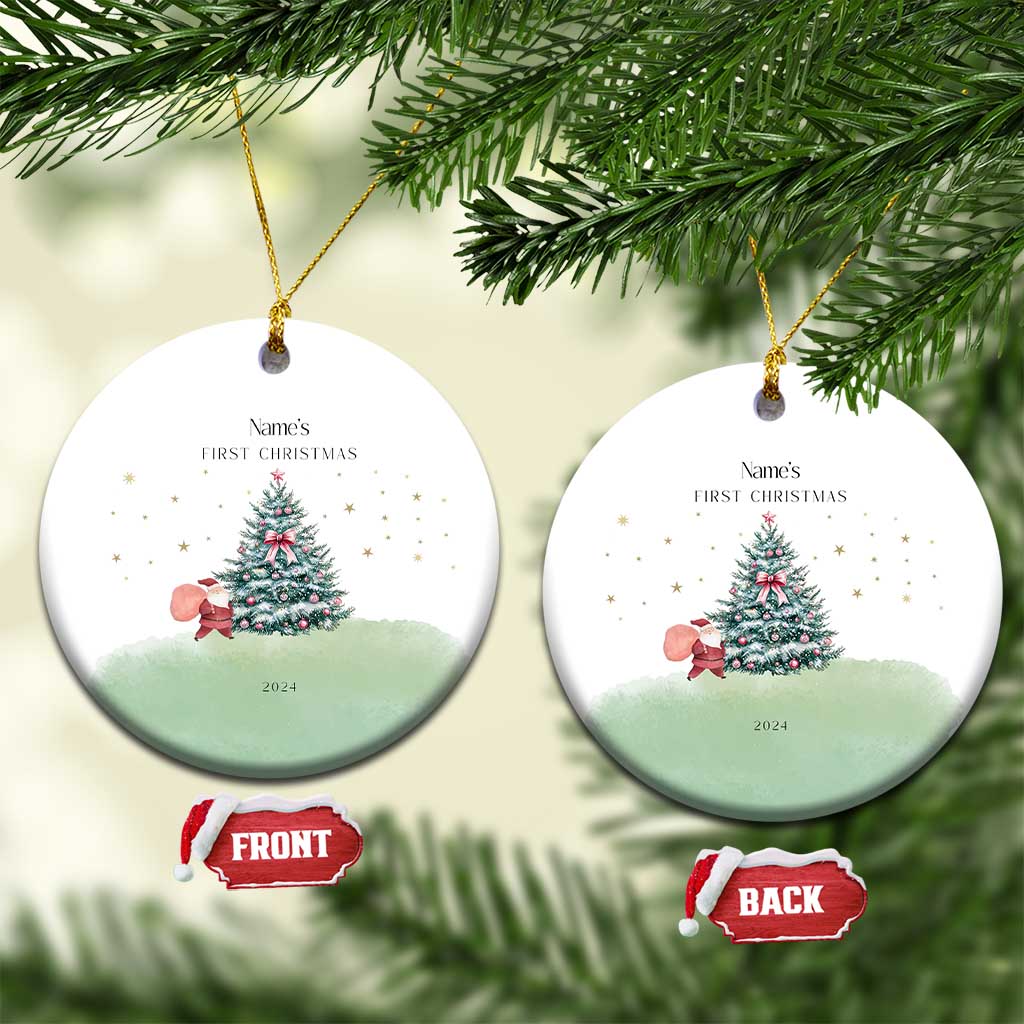 Personalized Baby's First Christmas Ornament 2024 Custom Name Keepsake Xmas Decoration Adorable Santa TS10