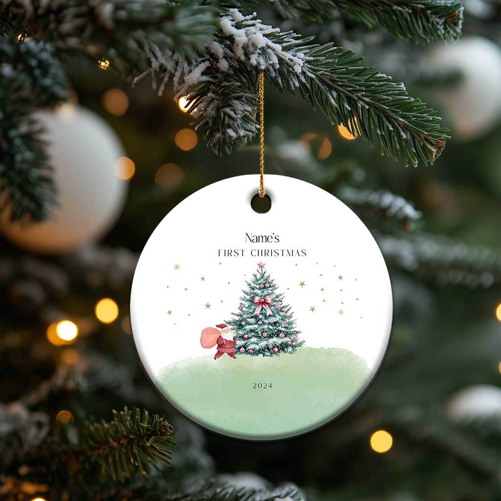 Personalized Baby's First Christmas Ornament 2024 Custom Name Keepsake Xmas Decoration Adorable Santa TS10