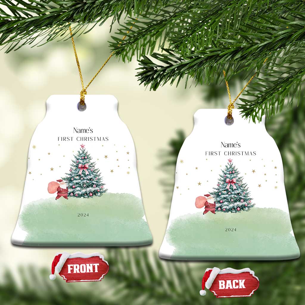 Personalized Baby's First Christmas Ornament 2024 Custom Name Keepsake Xmas Decoration Adorable Santa TS10