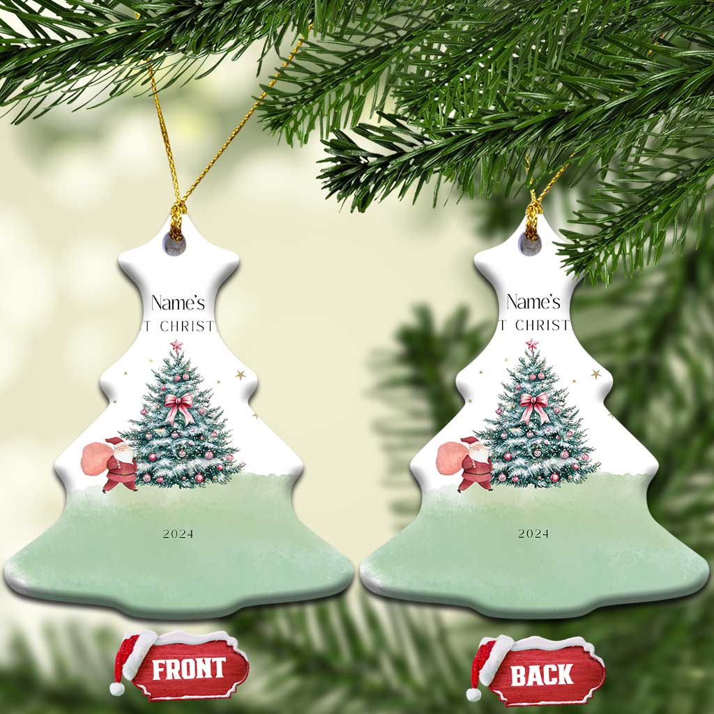 Personalized Baby's First Christmas Ornament 2024 Custom Name Keepsake Xmas Decoration Adorable Santa TS10