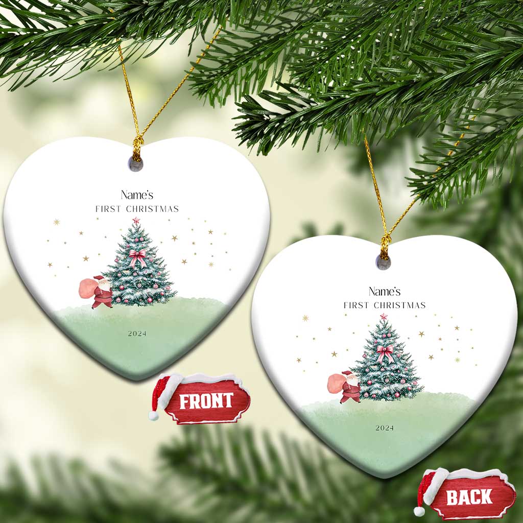 Personalized Baby's First Christmas Ornament 2024 Custom Name Keepsake Xmas Decoration Adorable Santa TS10