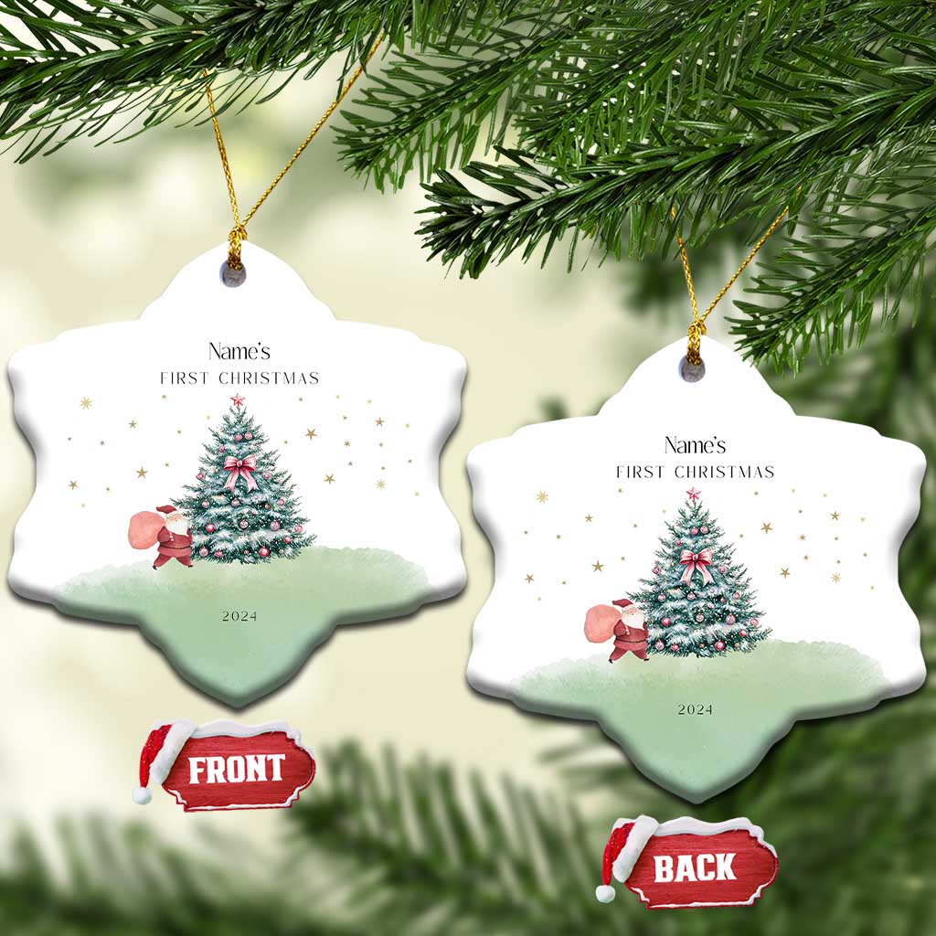 Personalized Baby's First Christmas Ornament 2024 Custom Name Keepsake Xmas Decoration Adorable Santa TS10