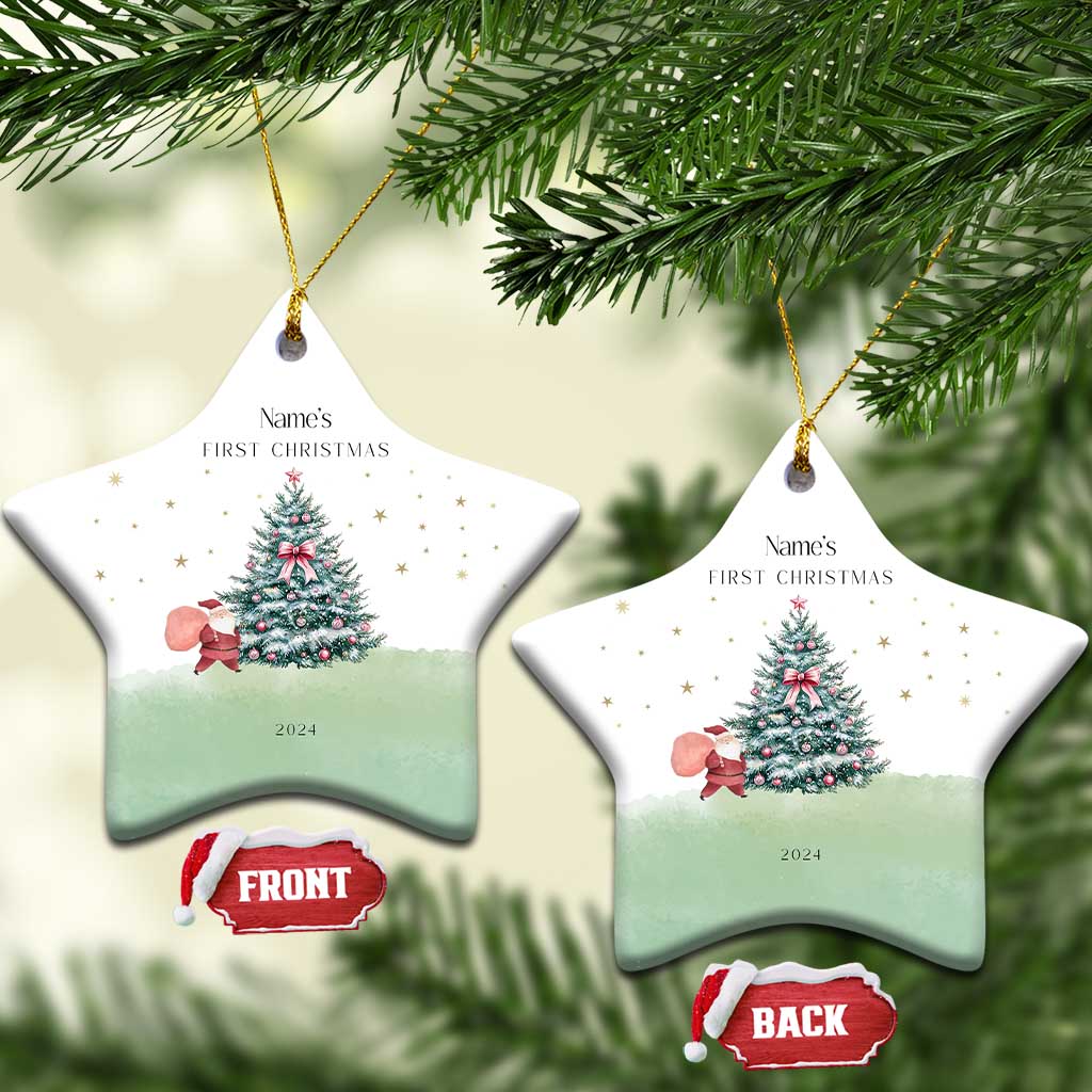 Personalized Baby's First Christmas Ornament 2024 Custom Name Keepsake Xmas Decoration Adorable Santa TS10