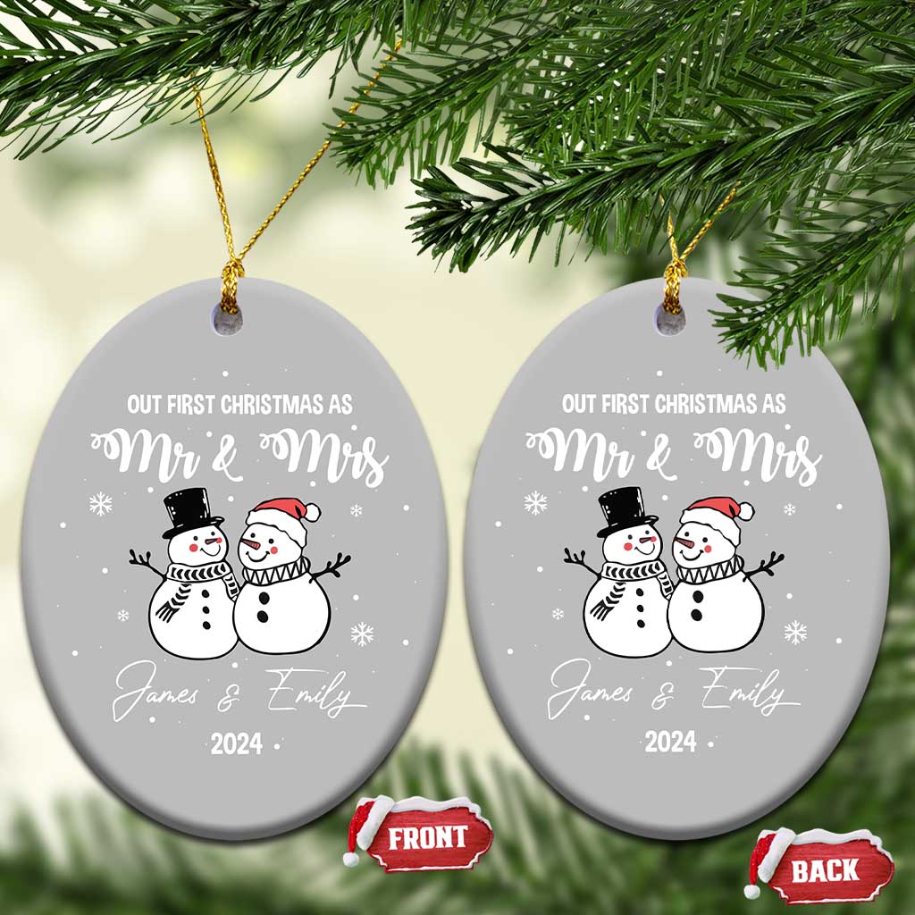 Personalized Mr Mrs Christmas Ornament 2024 Custom Name Our First Xmas Together Wedding Gifts for Couples TS10