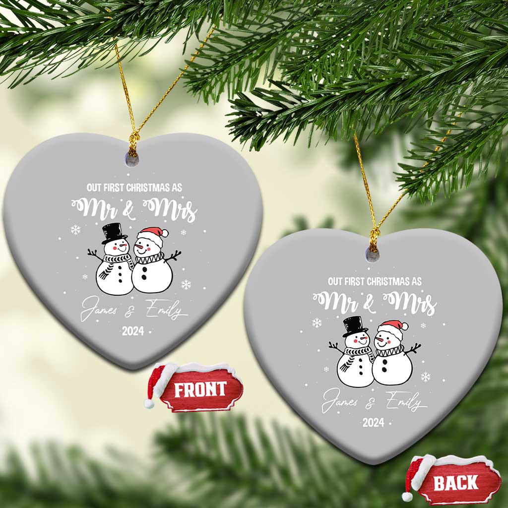Personalized Mr Mrs Christmas Ornament 2024 Custom Name Our First Xmas Together Wedding Gifts for Couples TS10