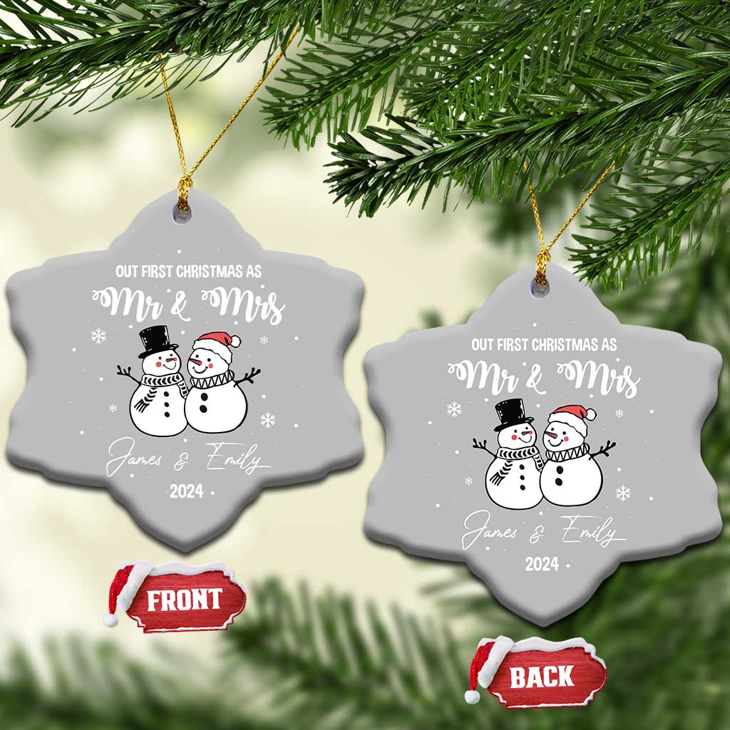 Personalized Mr Mrs Christmas Ornament 2024 Custom Name Our First Xmas Together Wedding Gifts for Couples TS10