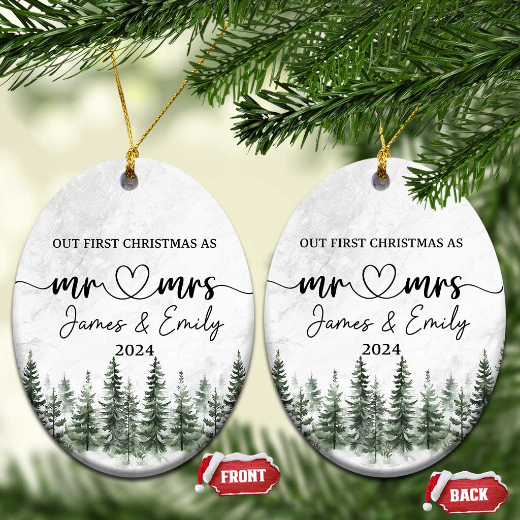 Personalized Mr Mrs Christmas Ornament Custom Name Our First Xmas Together Wedding Gifts for Couples TS10