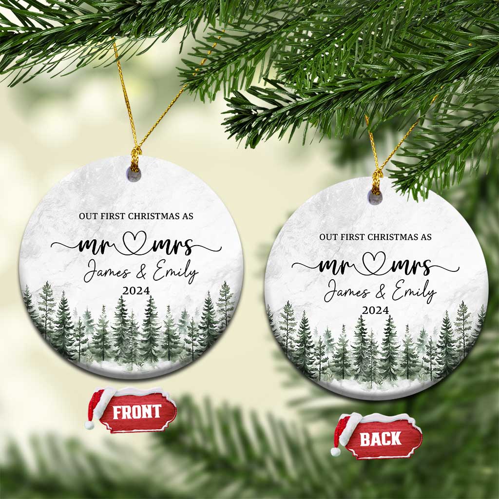 Personalized Mr Mrs Christmas Ornament Custom Name Our First Xmas Together Wedding Gifts for Couples TS10