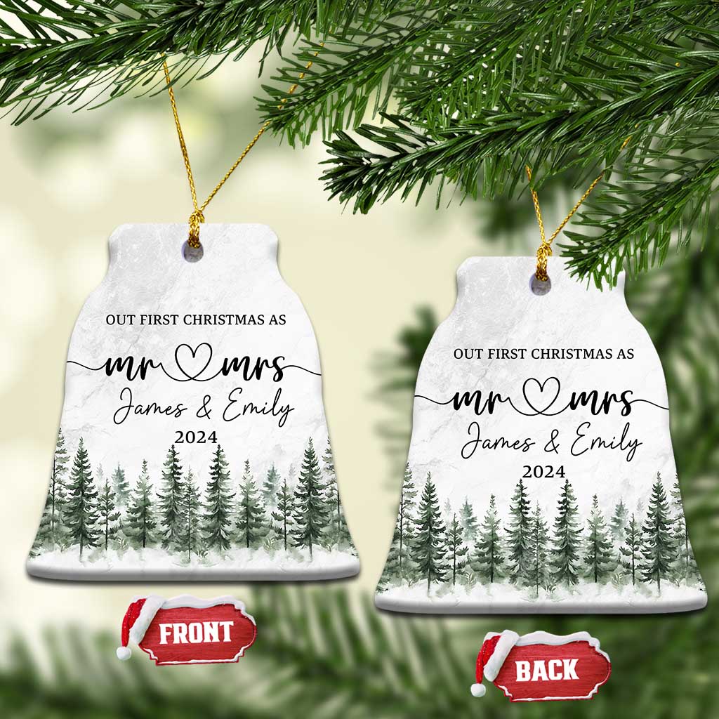 Personalized Mr Mrs Christmas Ornament Custom Name Our First Xmas Together Wedding Gifts for Couples TS10