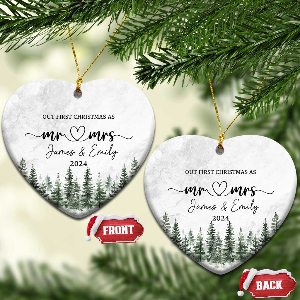 Personalized Mr Mrs Christmas Ornament Custom Name Our First Xmas Together Wedding Gifts for Couples TS10