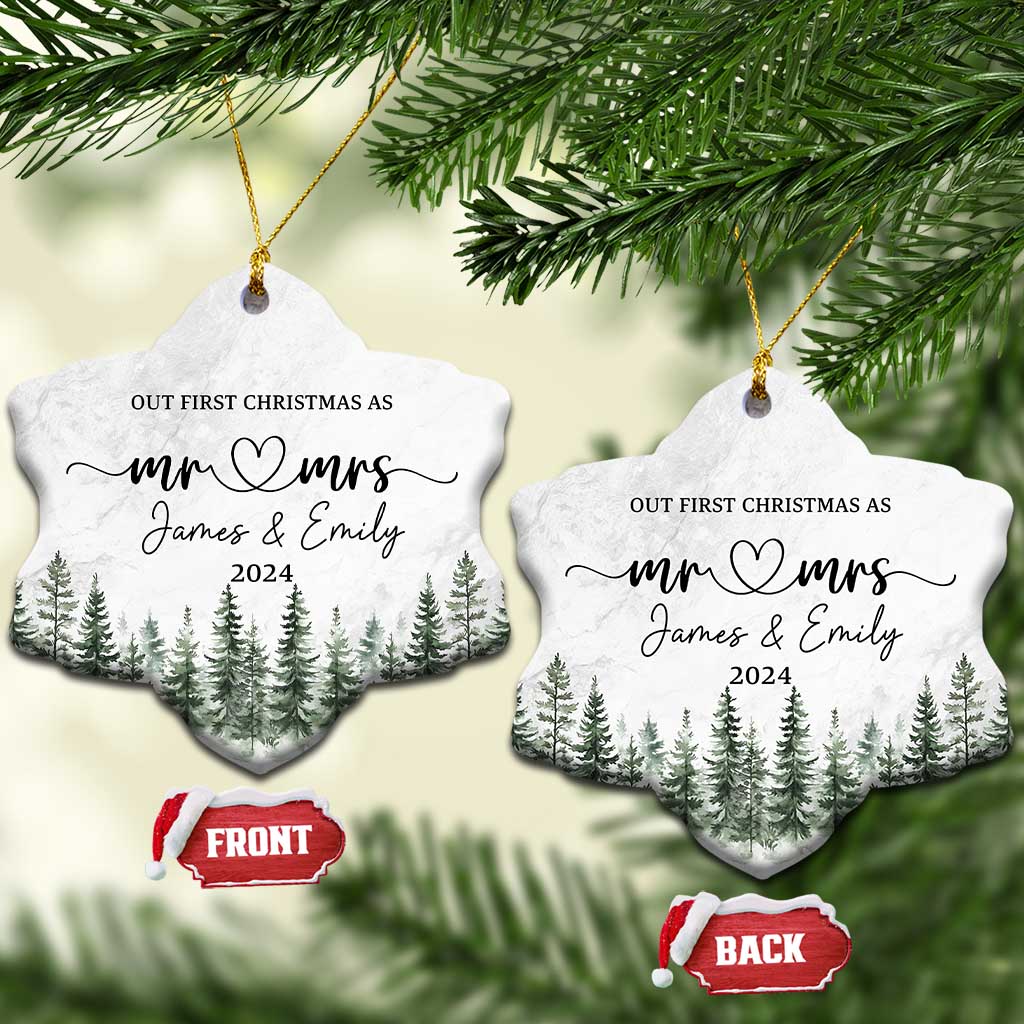 Personalized Mr Mrs Christmas Ornament Custom Name Our First Xmas Together Wedding Gifts for Couples TS10