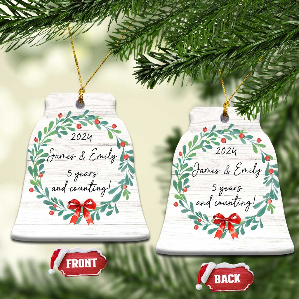 Personalized 5th Anniversary Christmas Ornament 2024 Custom Name 5 Year Wedding Gifts for Couple TS10