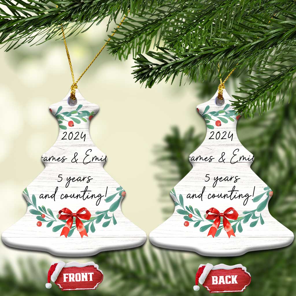 Personalized 5th Anniversary Christmas Ornament 2024 Custom Name 5 Year Wedding Gifts for Couple TS10