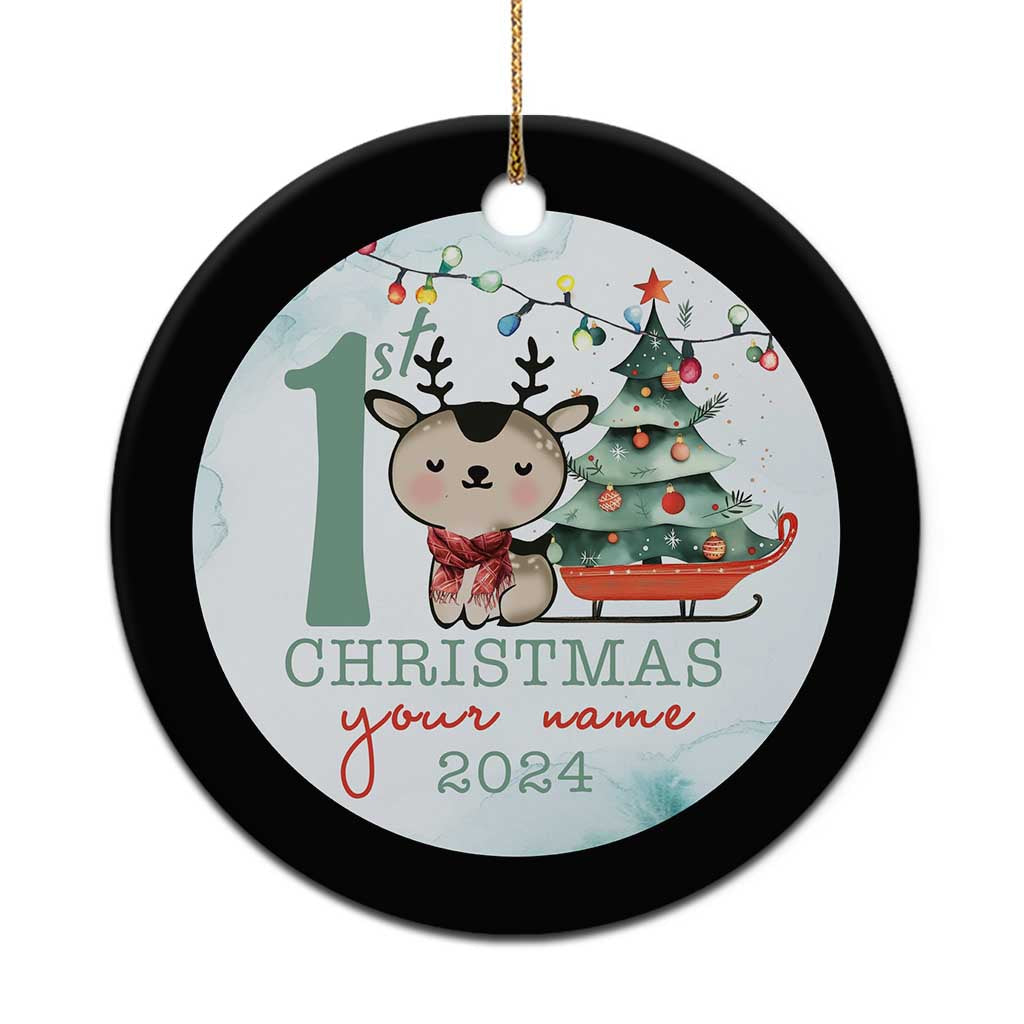 Personalized Baby's First Christmas Ornament 2024 Custom Name Keepsake Xmas Decoration Adorable Reindeer TS10