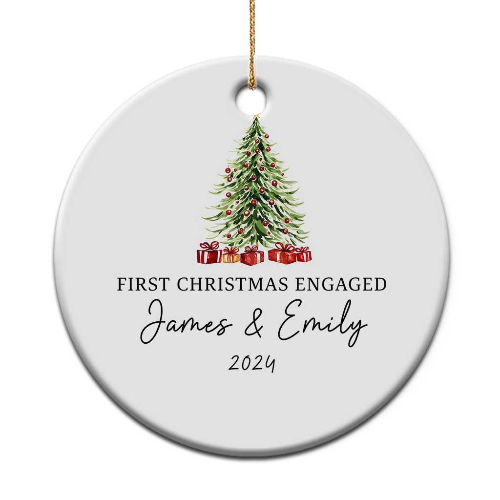 Personalized First Xmas Engaged Christmas Ornament Custom Name Keepsake Gifts for Couple TS10
