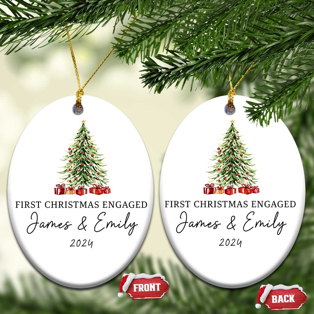 Personalized First Xmas Engaged Christmas Ornament Custom Name Keepsake Gifts for Couple TS10
