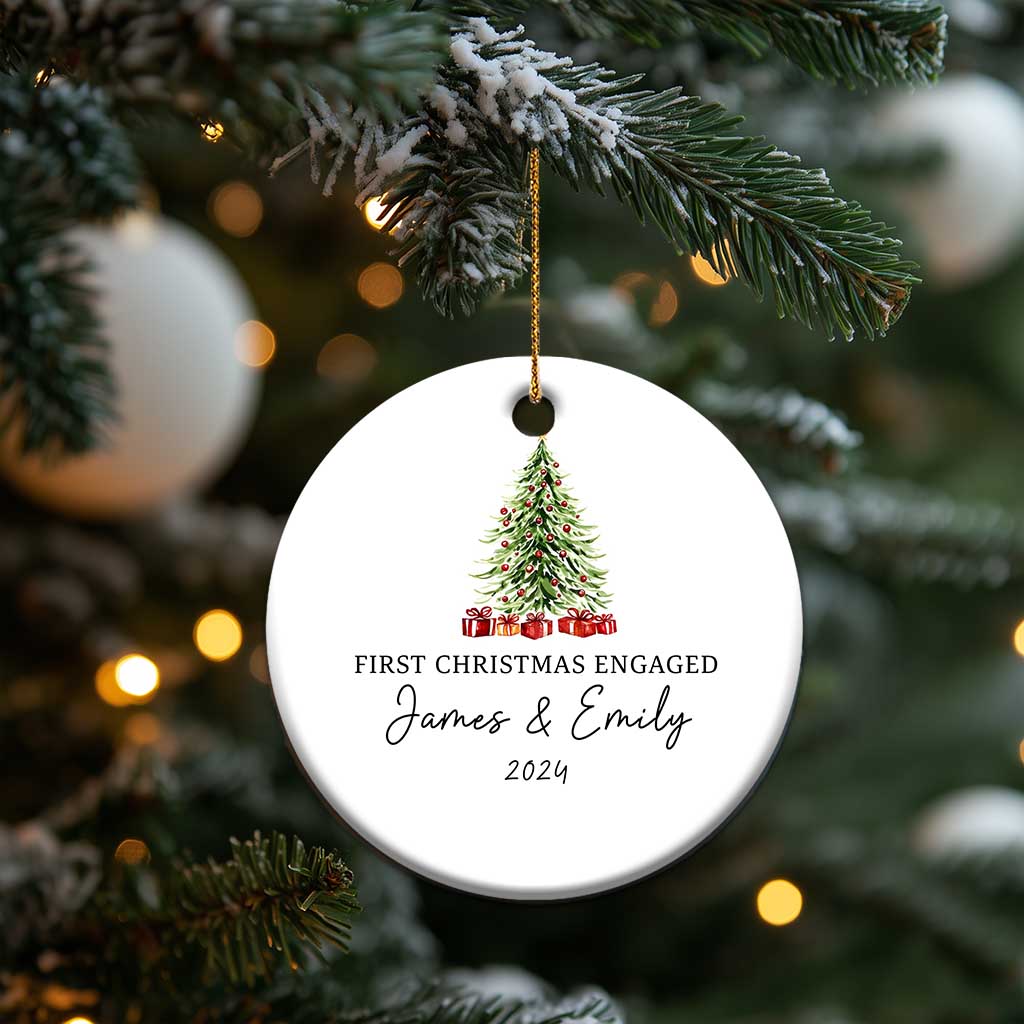 Personalized First Xmas Engaged Christmas Ornament Custom Name Keepsake Gifts for Couple TS10