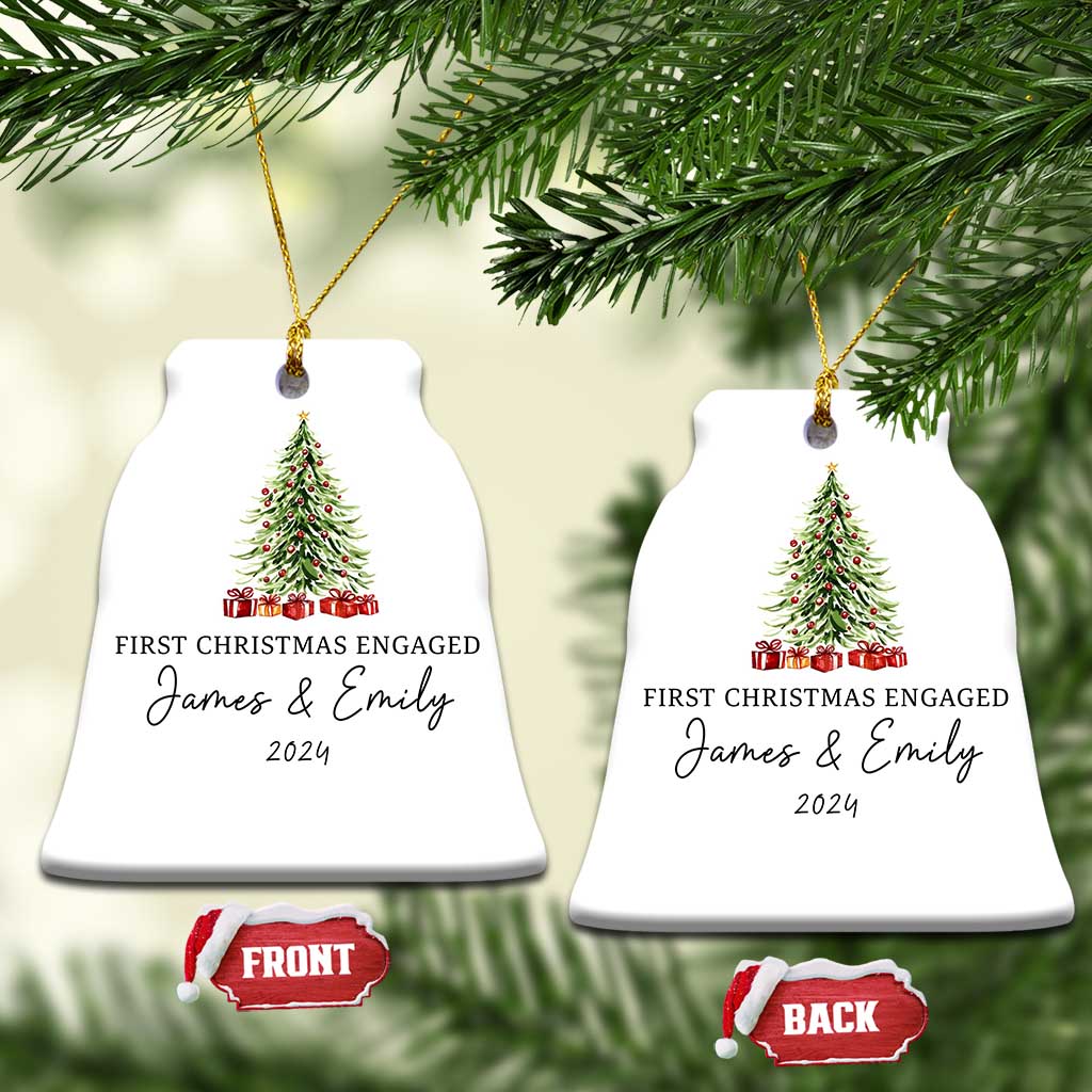 Personalized First Xmas Engaged Christmas Ornament Custom Name Keepsake Gifts for Couple TS10