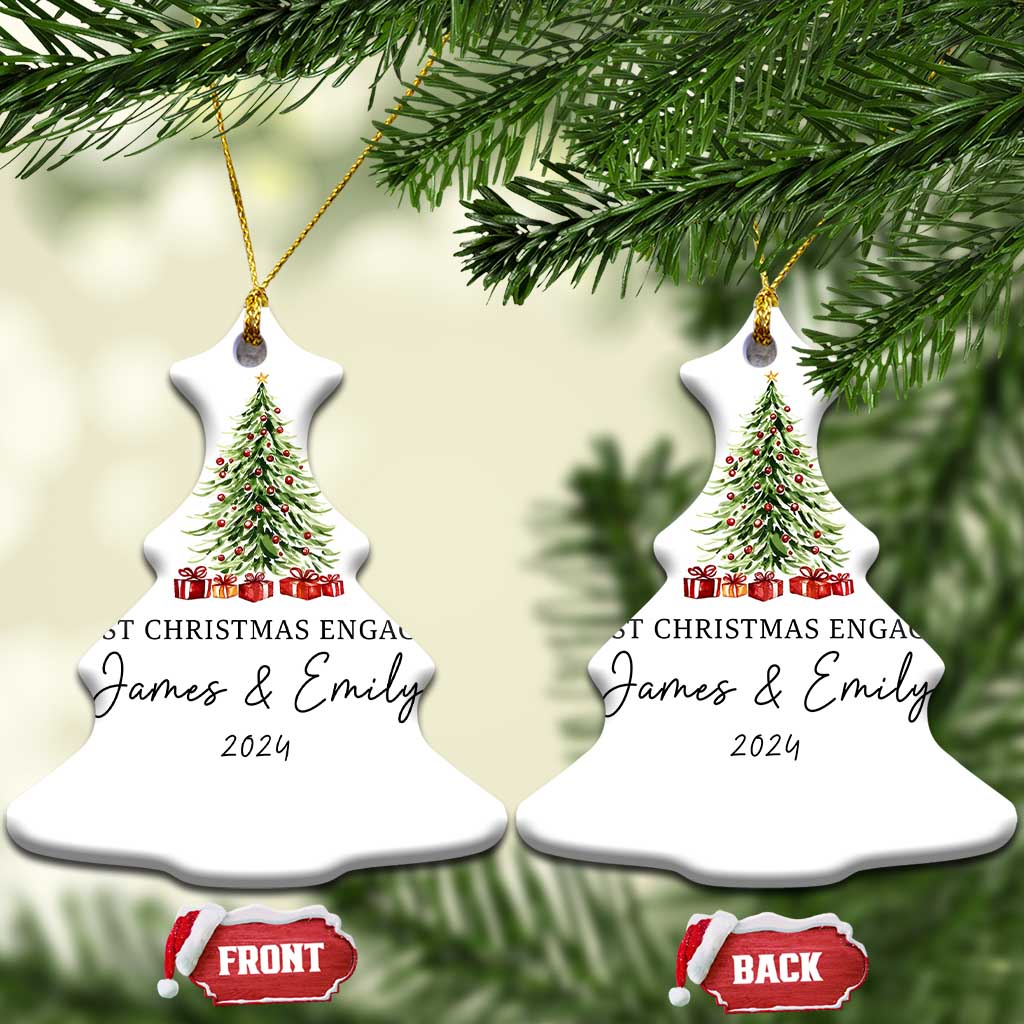 Personalized First Xmas Engaged Christmas Ornament Custom Name Keepsake Gifts for Couple TS10