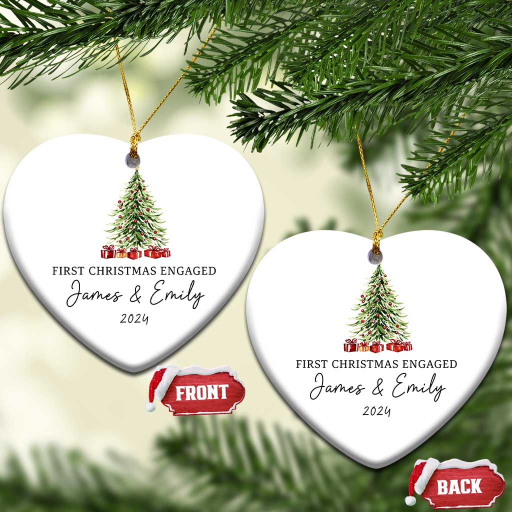 Personalized First Xmas Engaged Christmas Ornament Custom Name Keepsake Gifts for Couple TS10