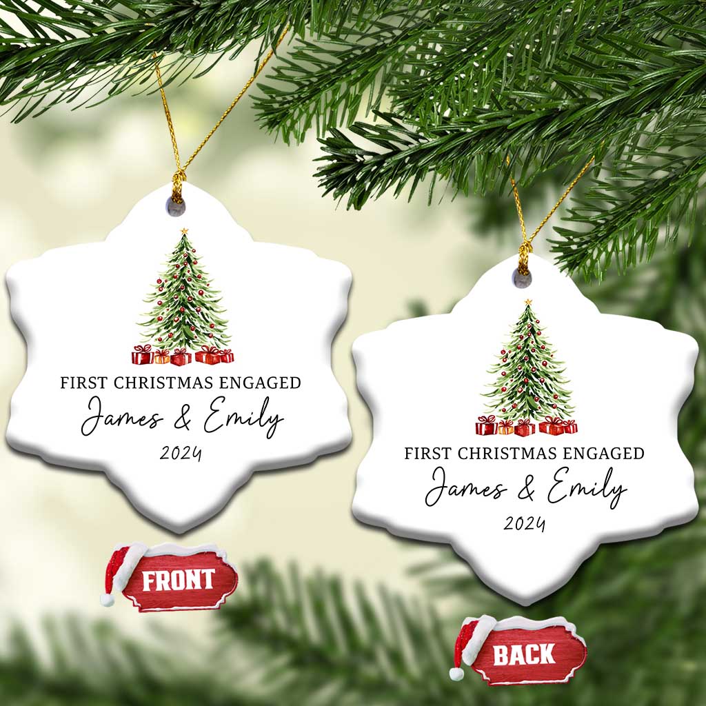 Personalized First Xmas Engaged Christmas Ornament Custom Name Keepsake Gifts for Couple TS10
