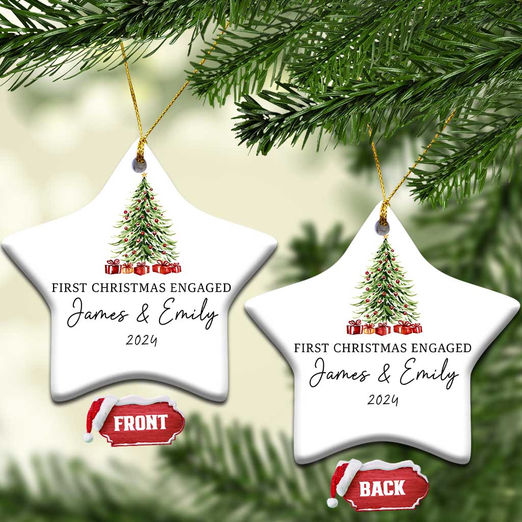 Personalized First Xmas Engaged Christmas Ornament Custom Name Keepsake Gifts for Couple TS10