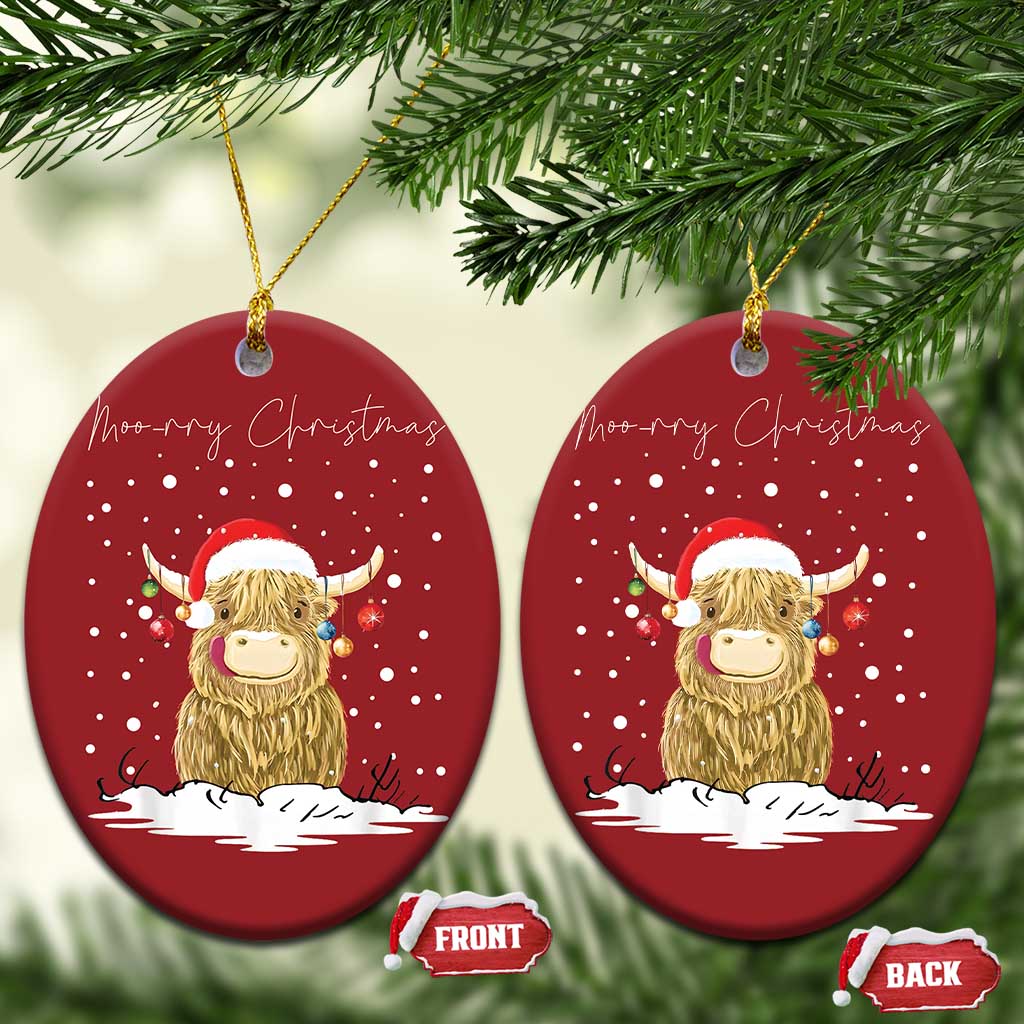 Xmas Cow Christmas Ornament Scottish Highland Cow Moo-rry Christmas TS10