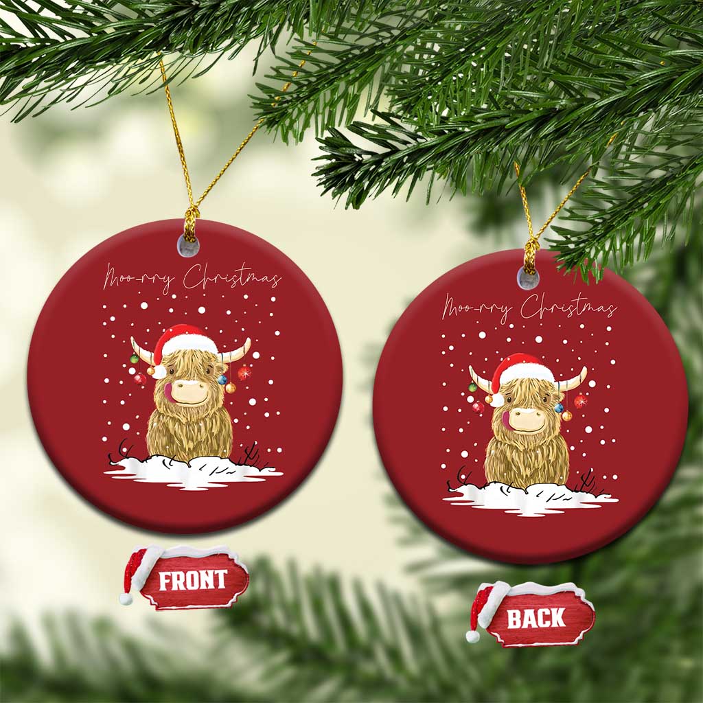 Xmas Cow Christmas Ornament Scottish Highland Cow Moo-rry Christmas TS10