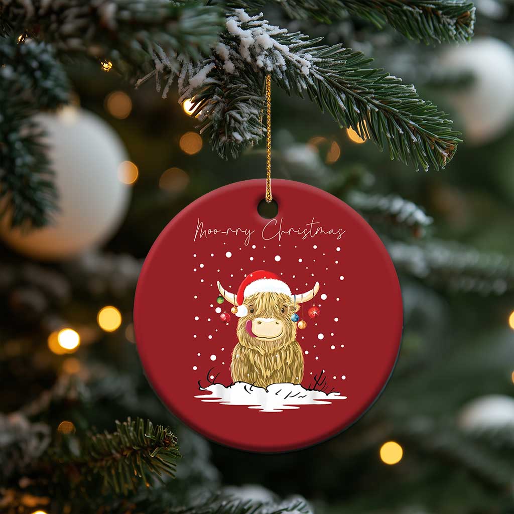 Xmas Cow Christmas Ornament Scottish Highland Cow Moo-rry Christmas TS10