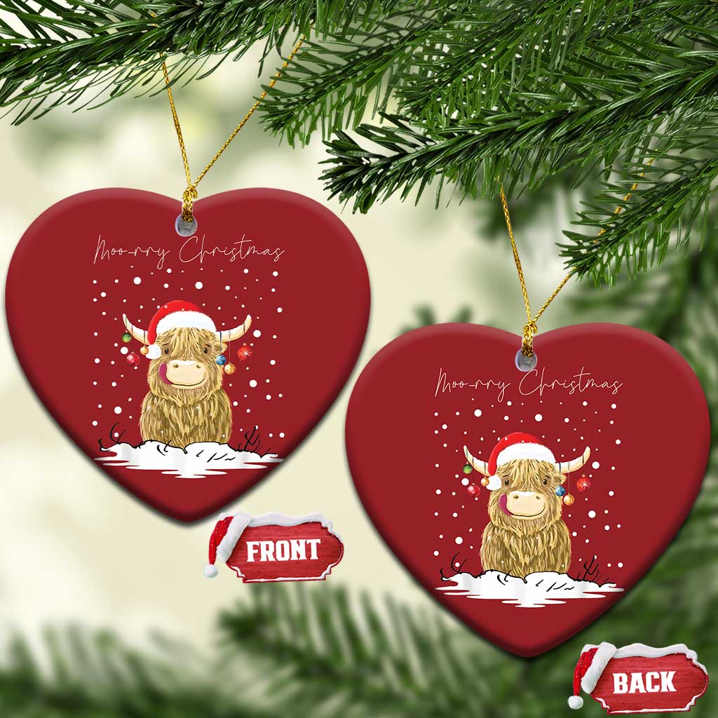Xmas Cow Christmas Ornament Scottish Highland Cow Moo-rry Christmas TS10