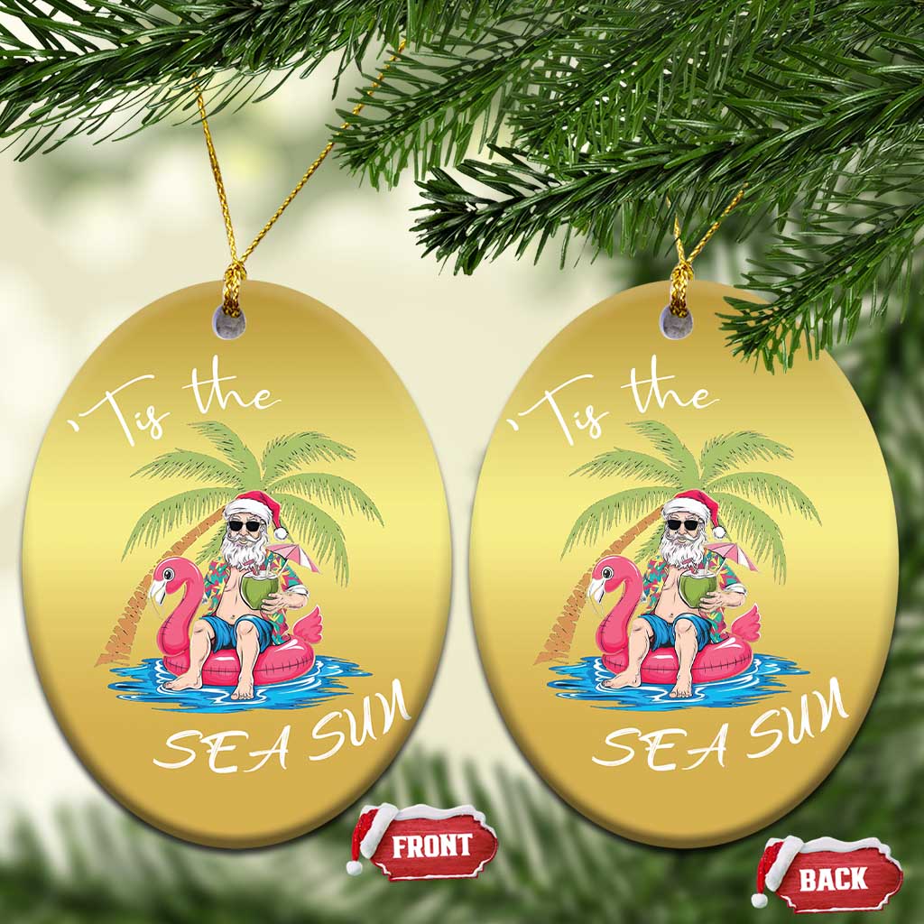 Hawaiian Christmas Ornament Santa Tis The Sea Sun Beach Hawaii Xmas In July Tropical Xmas Gift Family Holiday TS10