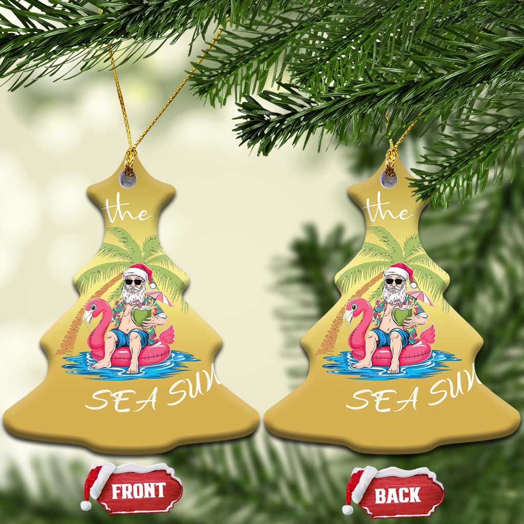 Hawaiian Christmas Ornament Santa Tis The Sea Sun Beach Hawaii Xmas In July Tropical Xmas Gift Family Holiday TS10